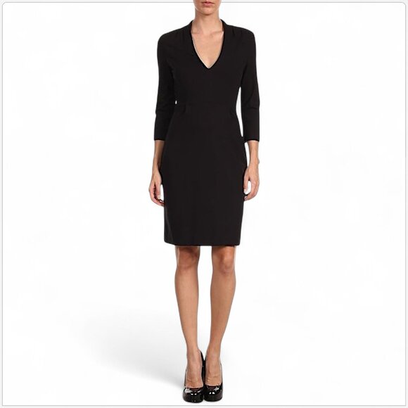 Kate Spade Black Darlene V-Neck Stretch Knit Sheath 3/4 Sleeves Dress NWT New 2 - Picture 1 of 9